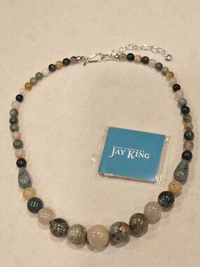 Mine Finds by Jay King Jasper Beaded Necklace w/ Silver Adjustable Claw Clasp